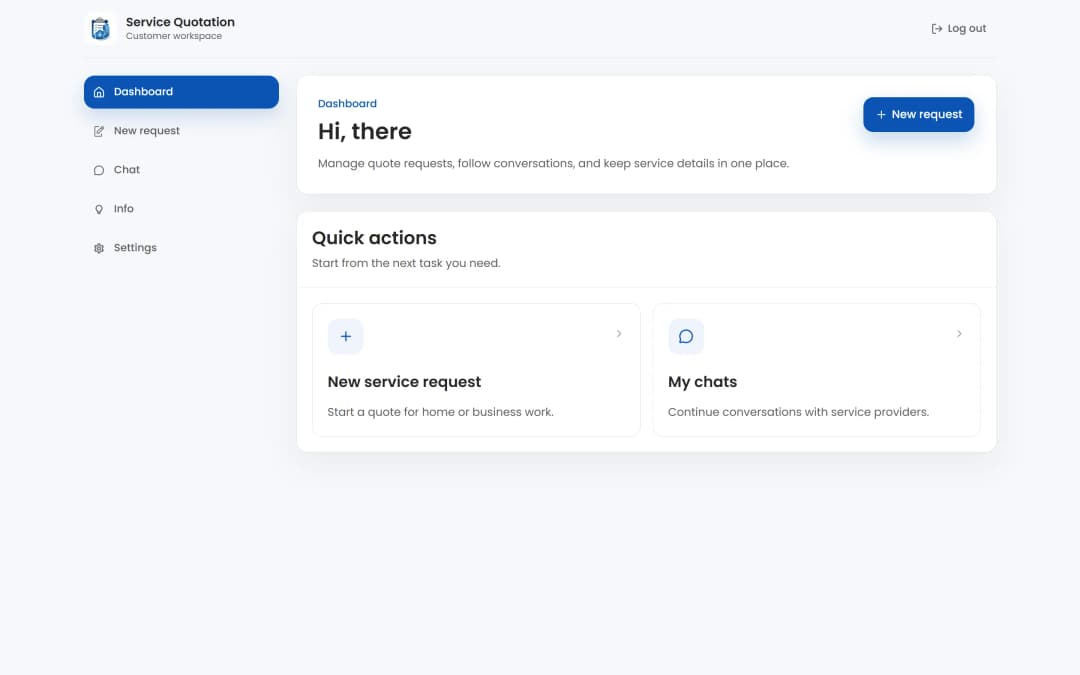 Home Service Quotation web platform, administration panel and marketing website